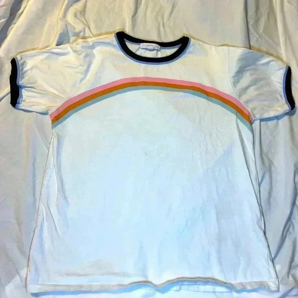 White Tee- with rainbow Don’t Ask Why Brand. - Picture 1 of 3
